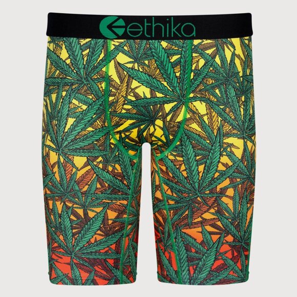 Ethika Sunset Blaze Boxer Briefs GREEN & YELLOW SIZE MEDIUM NEW - Picture 1 of 4